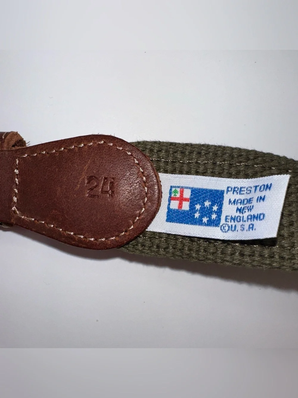 Preston Leather Bass Fishing Belt Solid Brass Buckle Kids Size 24 Made in USA